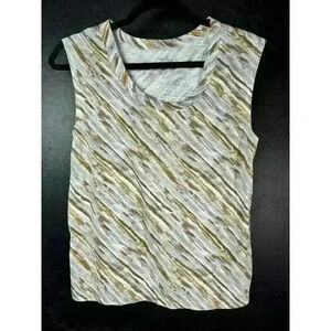 Banana Republic Malibu Tee  Printed  Paint Brush Brown Grey Tank Size XS